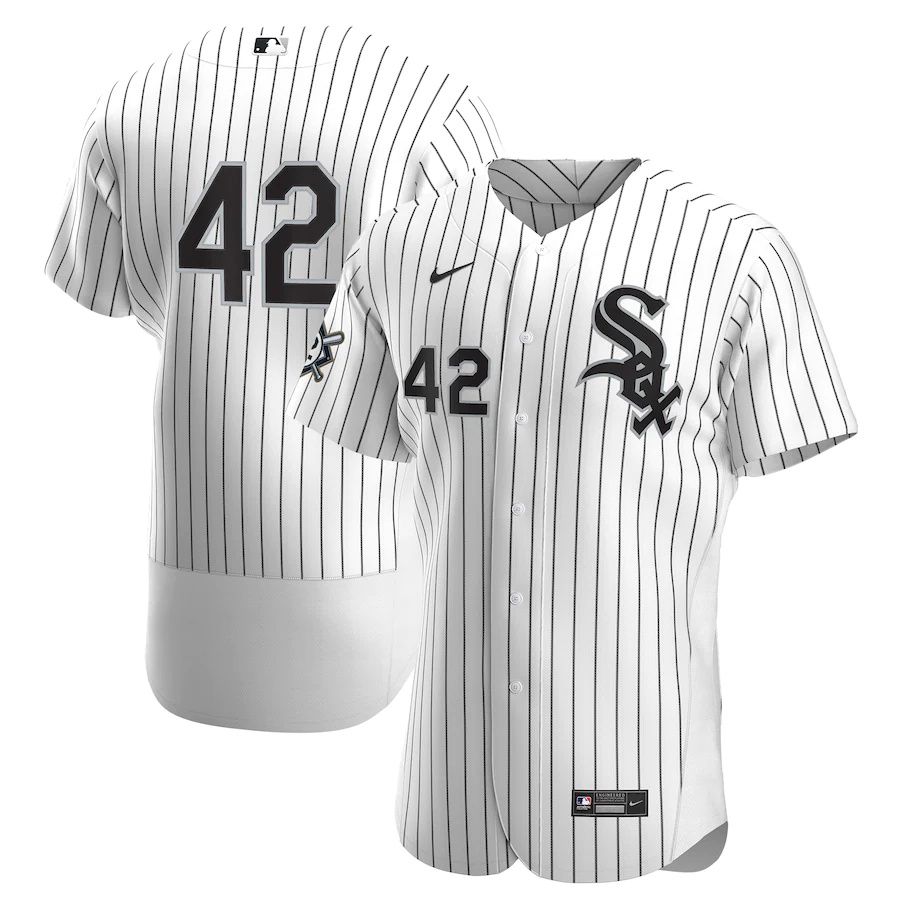 Mens Chicago White Sox #42 Nike White Black Home Jackie Robinson Day Authentic MLB Jerseys